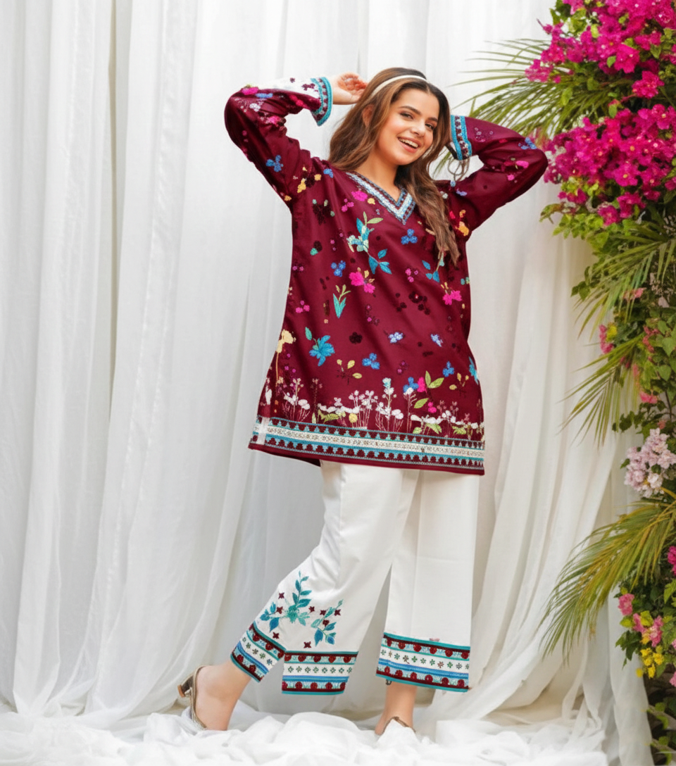 Co-Ord Set Ladies Unstitched 2 PC #005
