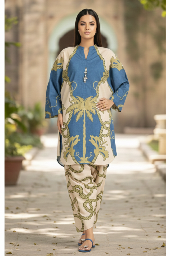 Co-Ord Set Ladies Unstitched 2 PC #072