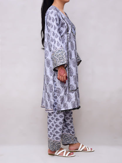 Premium Turkish Digital Linen With Mirror Work Winter Collection 2 PC
