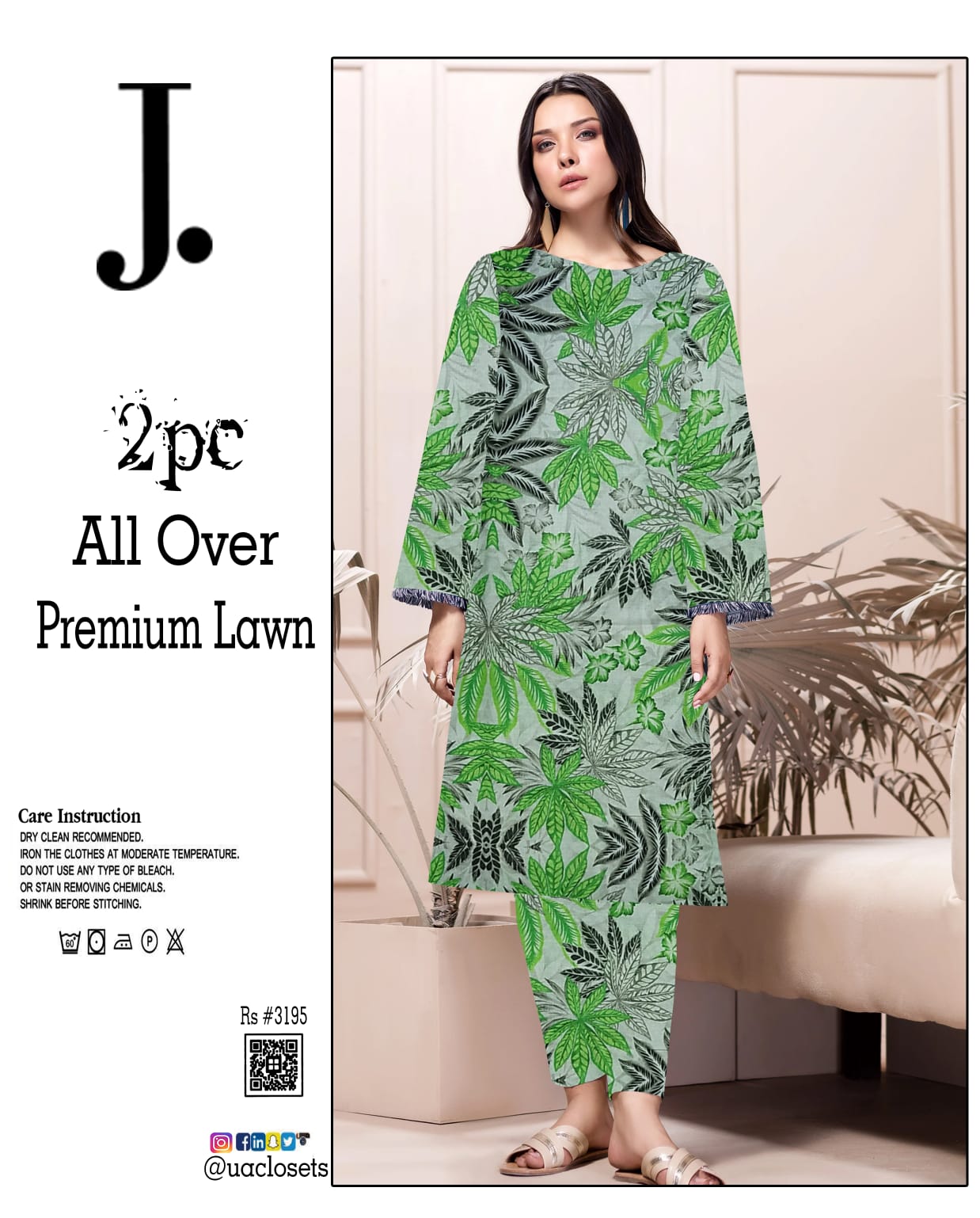 Lawn 2PC Digital Allover with same Trouser Unstitched UA-002