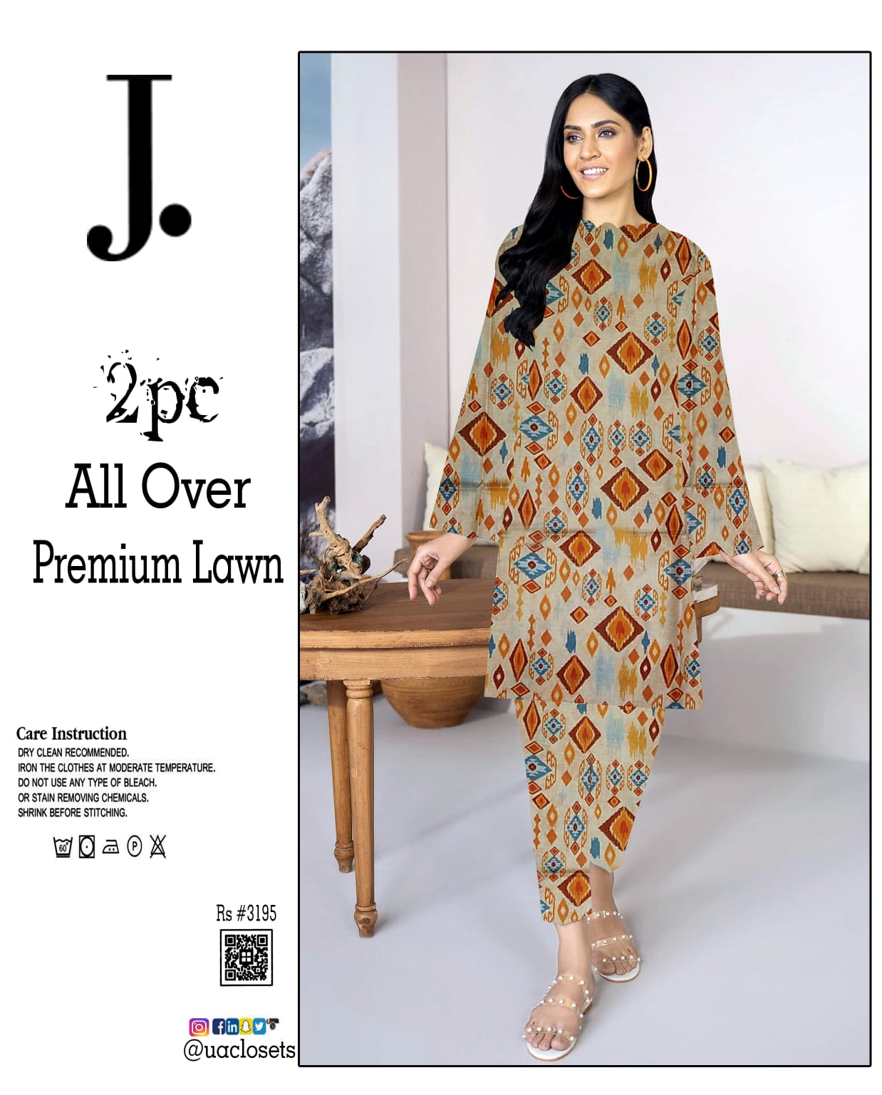 Lawn 2PC Digital Allover with same Trouser Unstitched UA-006